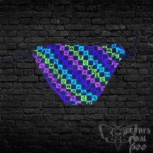 Punk goth bikini bottoms skull checks stars hearts brass knuckles swimsuit XS